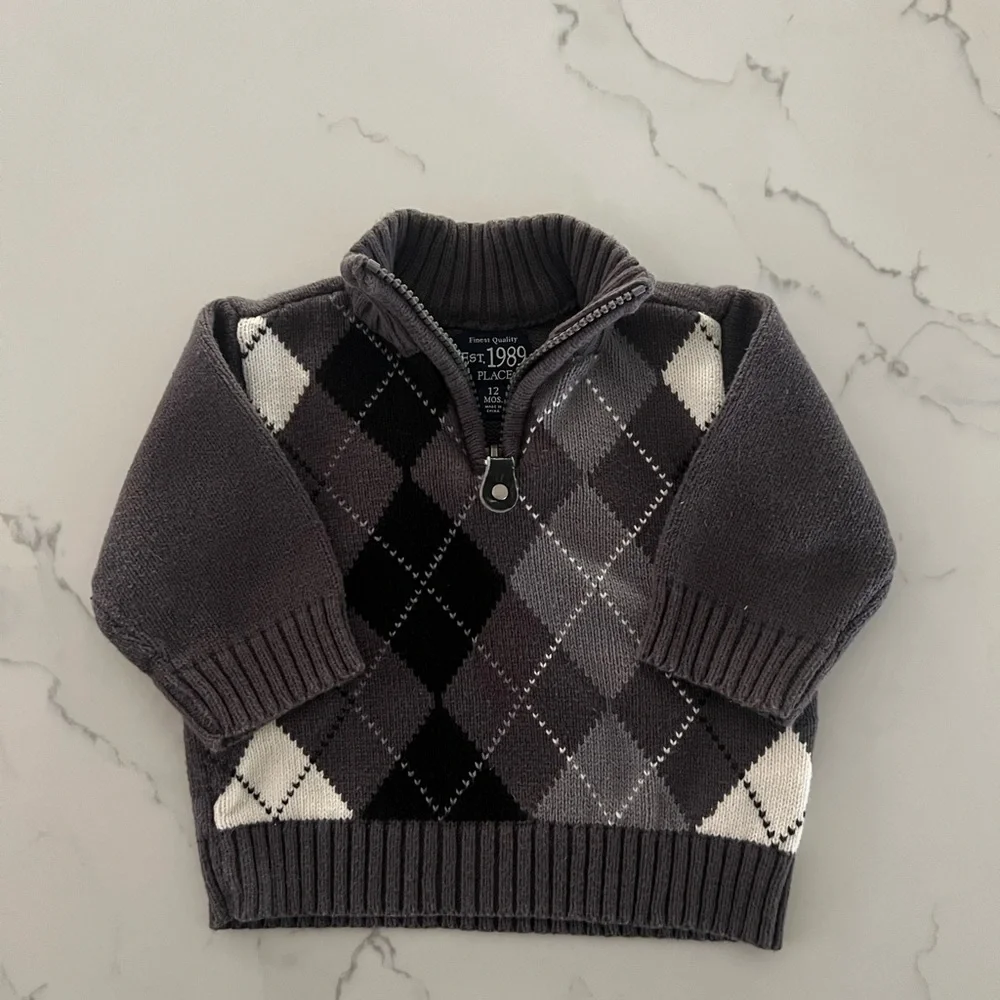 The Children's Place Gray Argyle Sweater